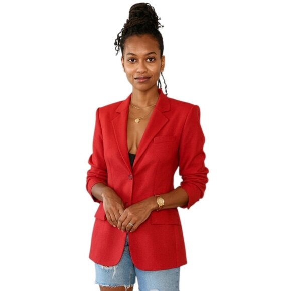 Andrea Viccaro Vintage Silk Single Breasted Collarless Blazer - Picture 1 of 15